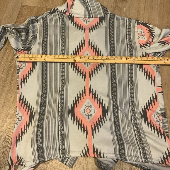 Myobe - Geometric Patterned Open Front Cardigan - Pink Gray White - Ladies 2XL - Picture 8 of 13